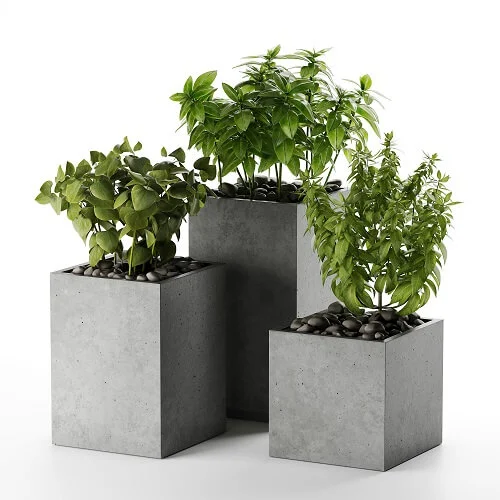 Concrete round planter «Artefact» Ø35×H77 cm